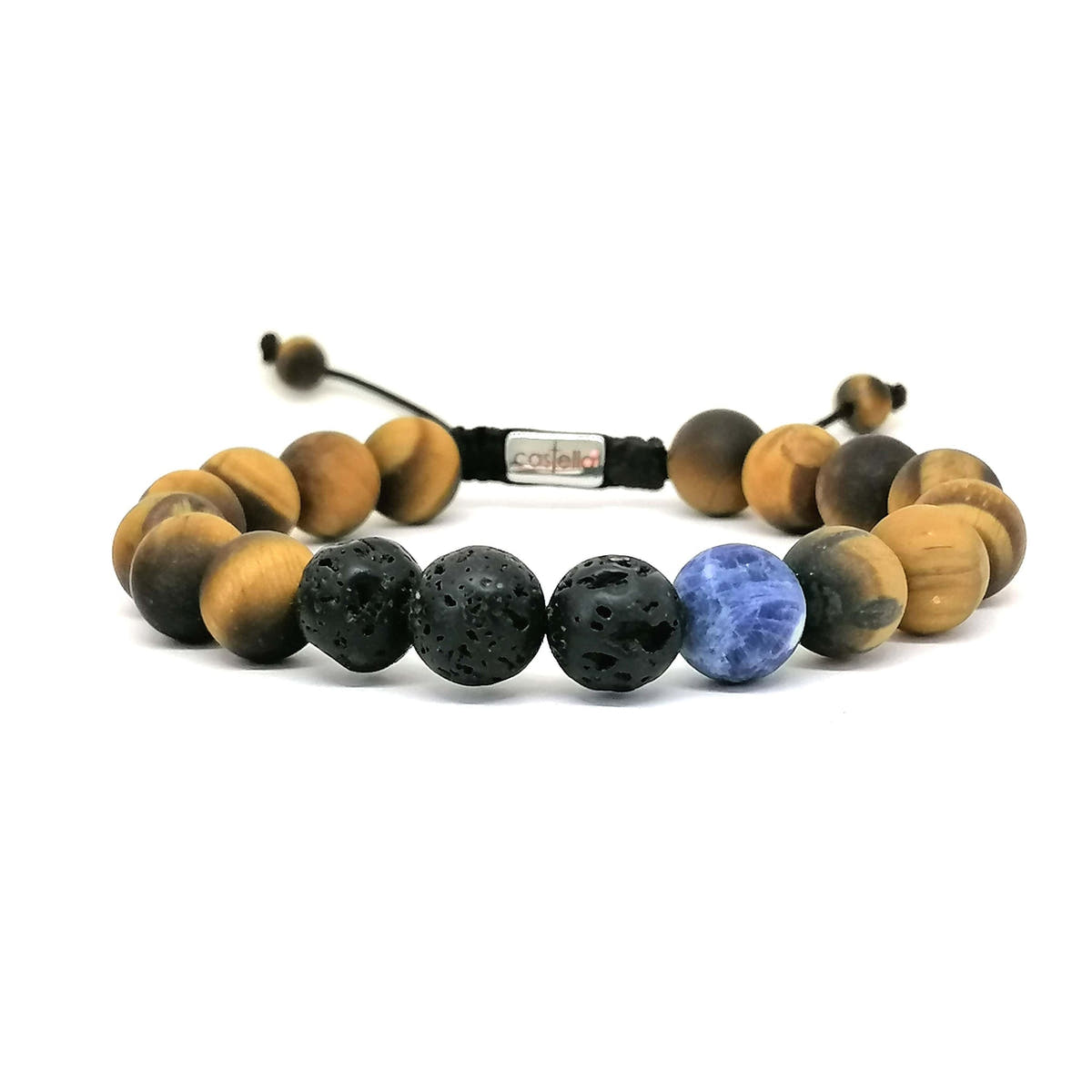 Tiger's Eye, Lava & Sodalite Gemstone Bracelet, 10mm | Castello Jewels
