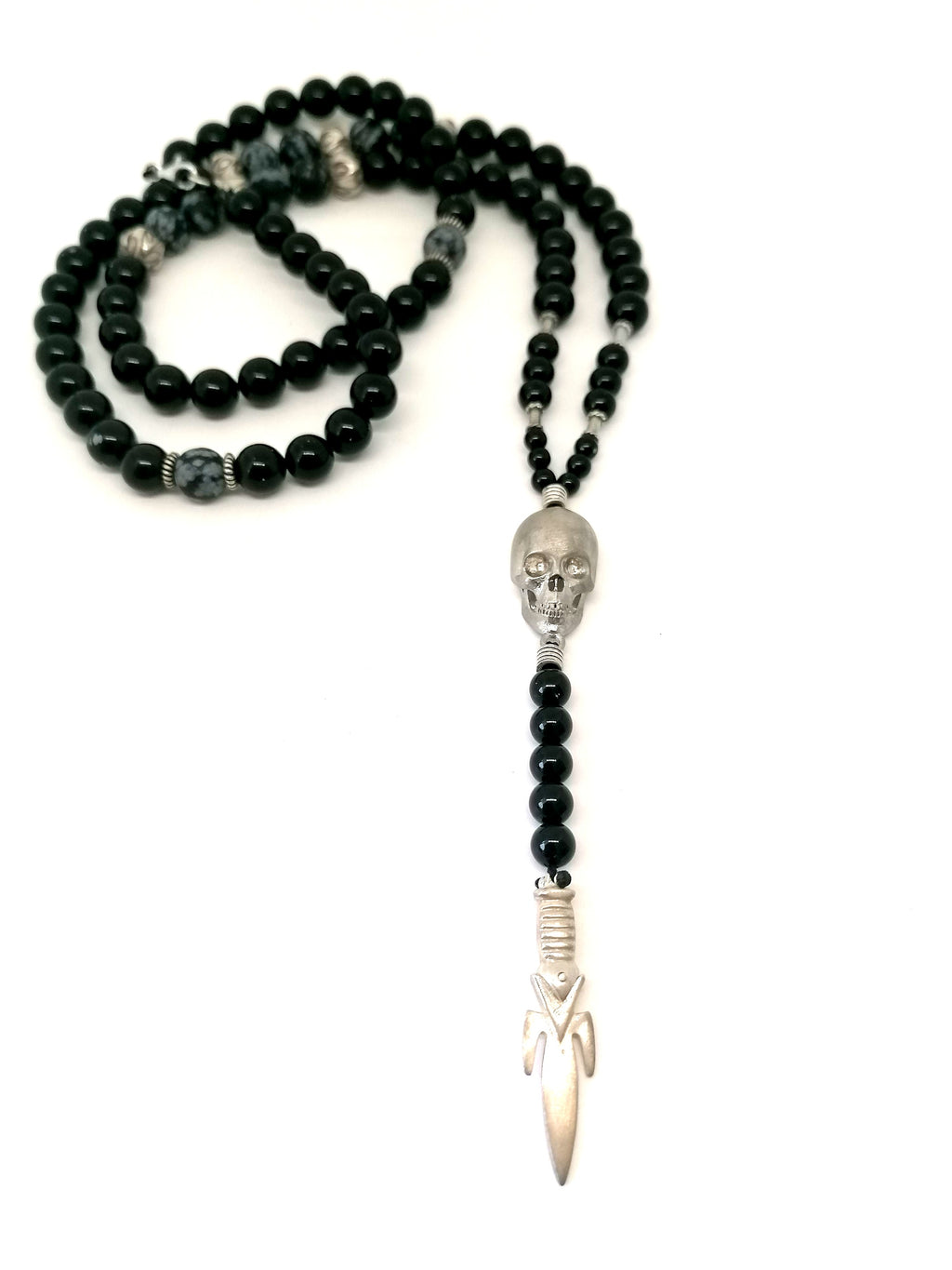 Rosary Skull, Silver 925, Onyx stone | Castello Jewels