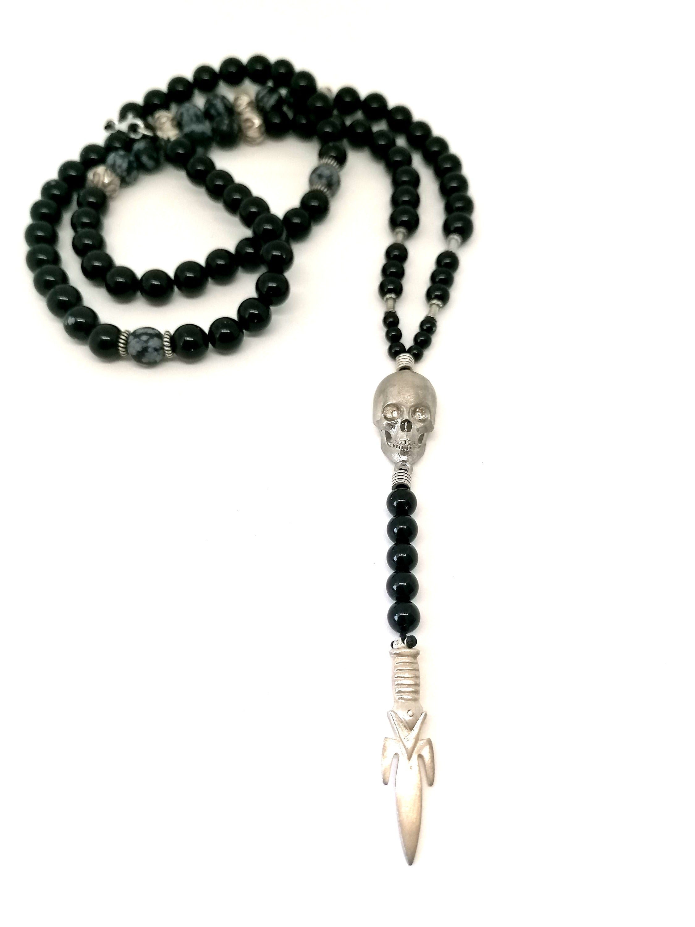 Rosary Skull, Silver 925, Onyx stone | Castello Jewels