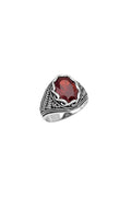 Mens silver ring Garnet | Castello Jewels