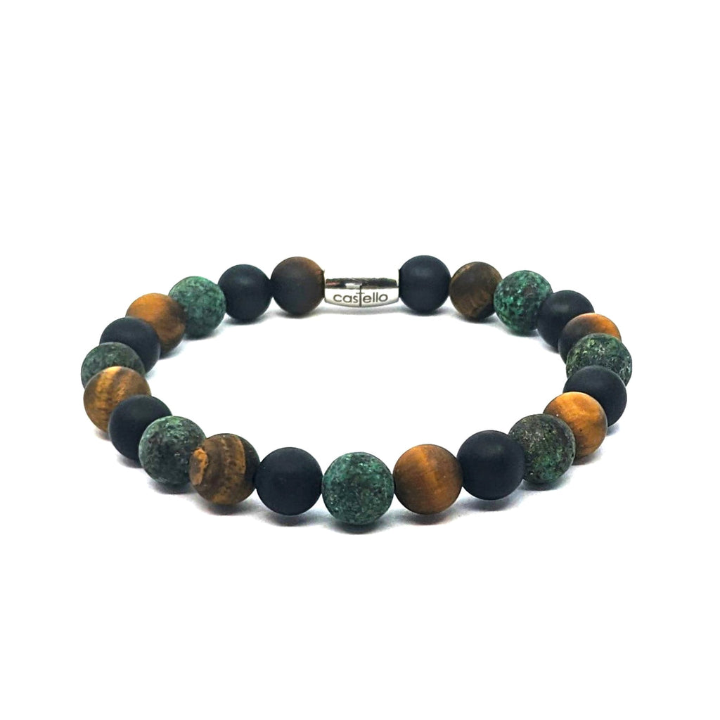 Tiger's Eye, Onyx & African Turquoise Beaded Bracelet, 8mm, view 2 | Castello Jewels