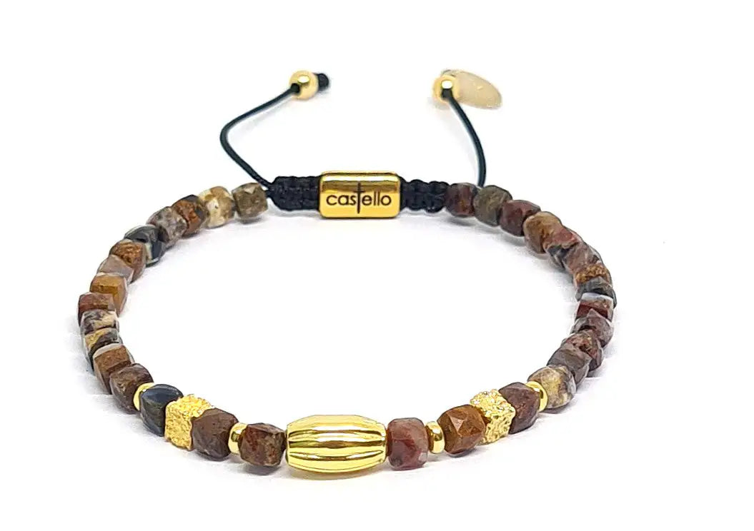 Hand Made Bracelet Silver 925' Gold Plated CHIC Petercite stone 4mm | Castello Jewels