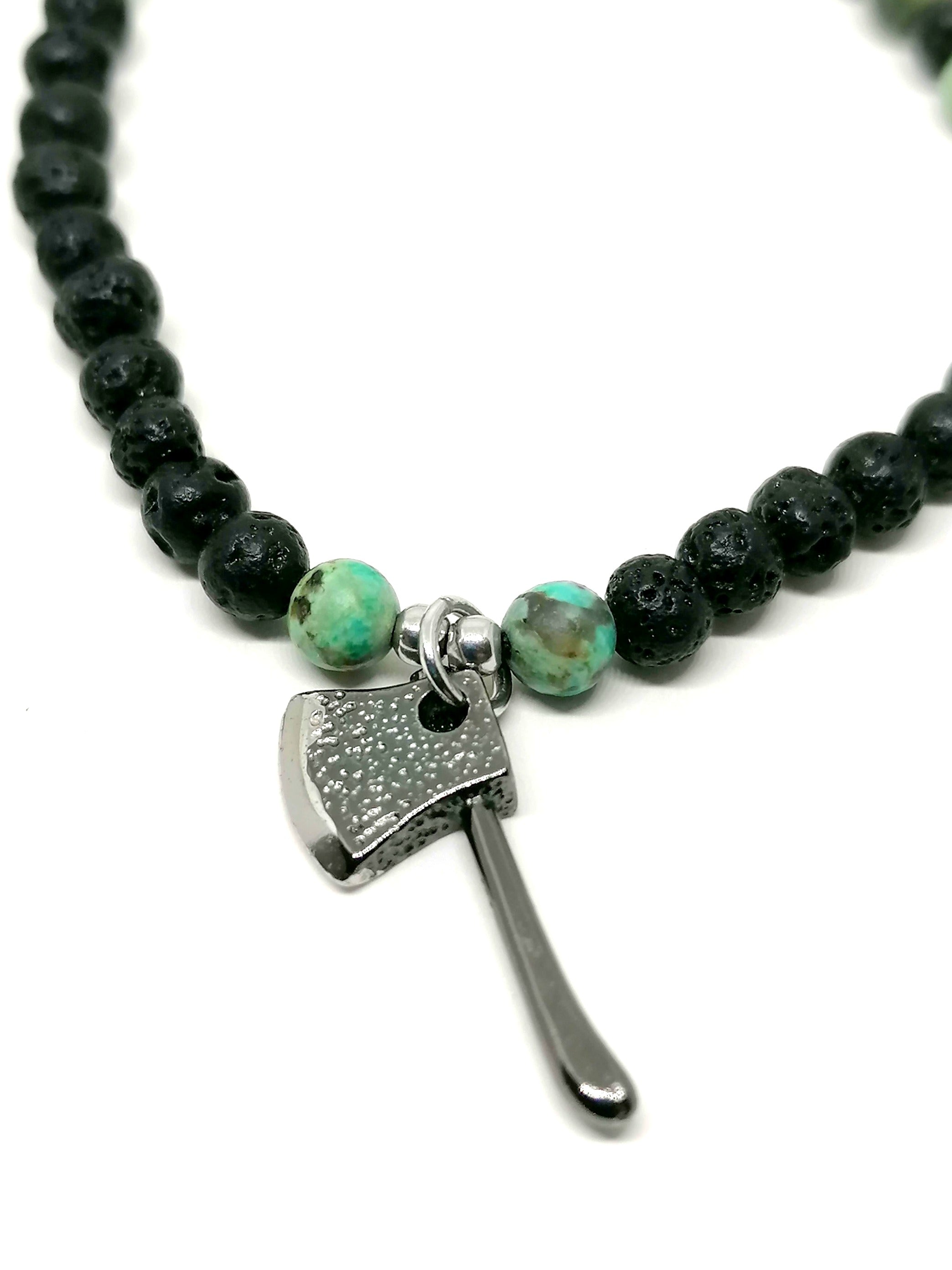 Necklace Axe, Silver 925, Lava stone — view 2 | Castello Jewels