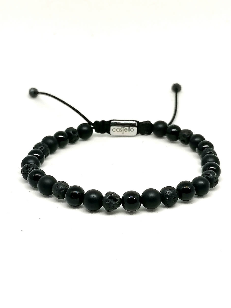 Onyx & Lava Bracelet, view 2, 6mm | Castello Jewels