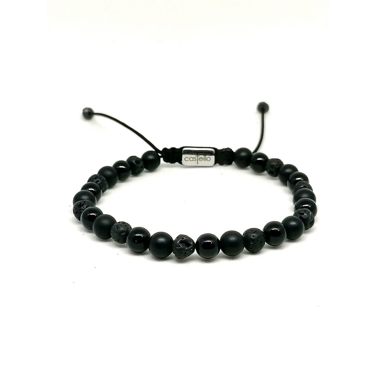 Onyx & Lava Bracelet, view 2, 6mm | Castello Jewels