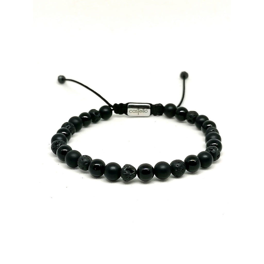 Onyx & Lava Bracelet, view 2, 6mm | Castello Jewels