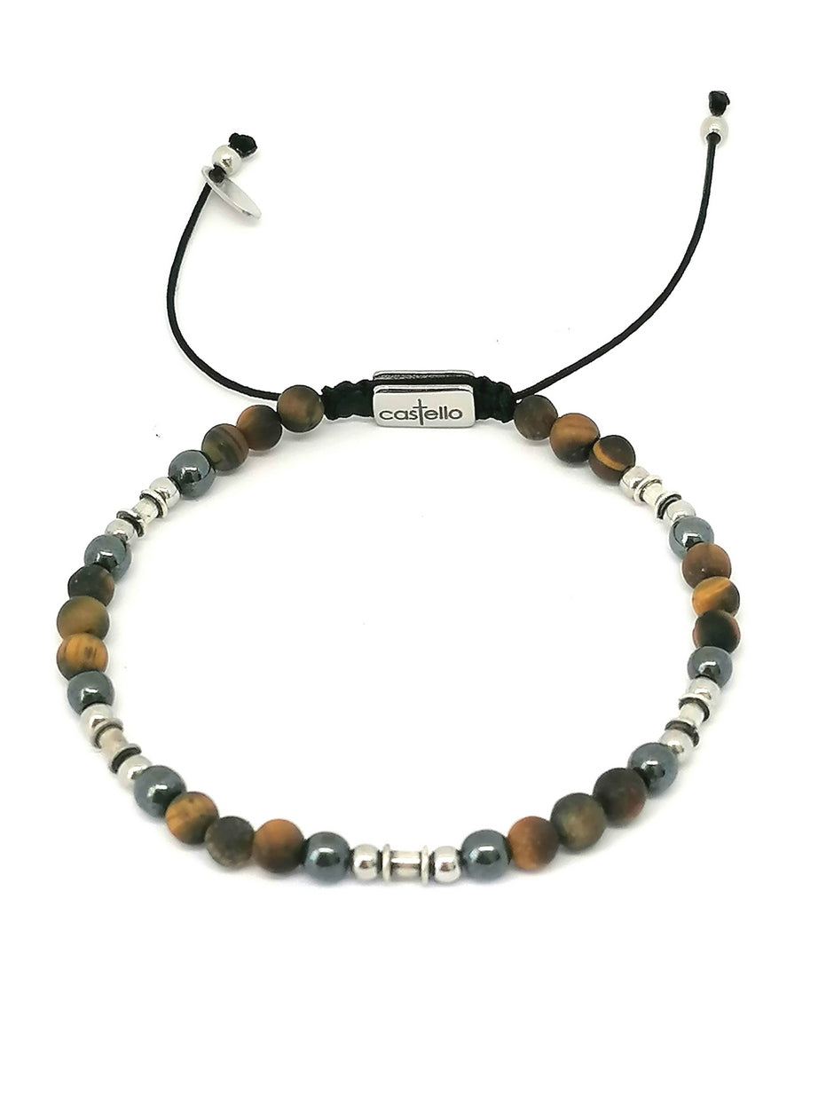 Silver bracelet Earth, Tiger Eye Hematite stone 4mm — view 5 | Castello Jewels