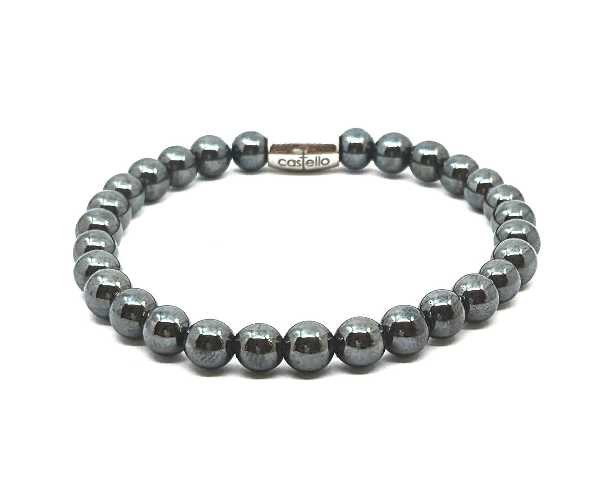 Hematite Bracelet, Water-Resistant, view 2, 6mm | Castello Jewels