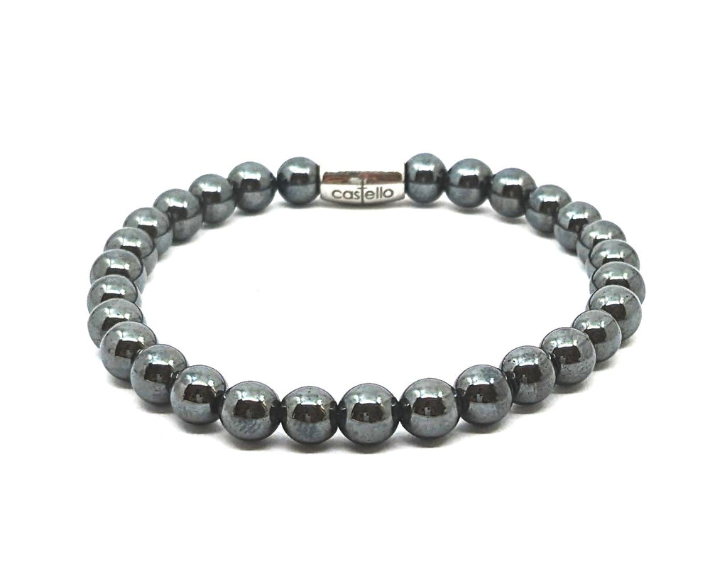 Gemstone Bracelet Hematite stone 6mm — view 2 | Castello Jewels