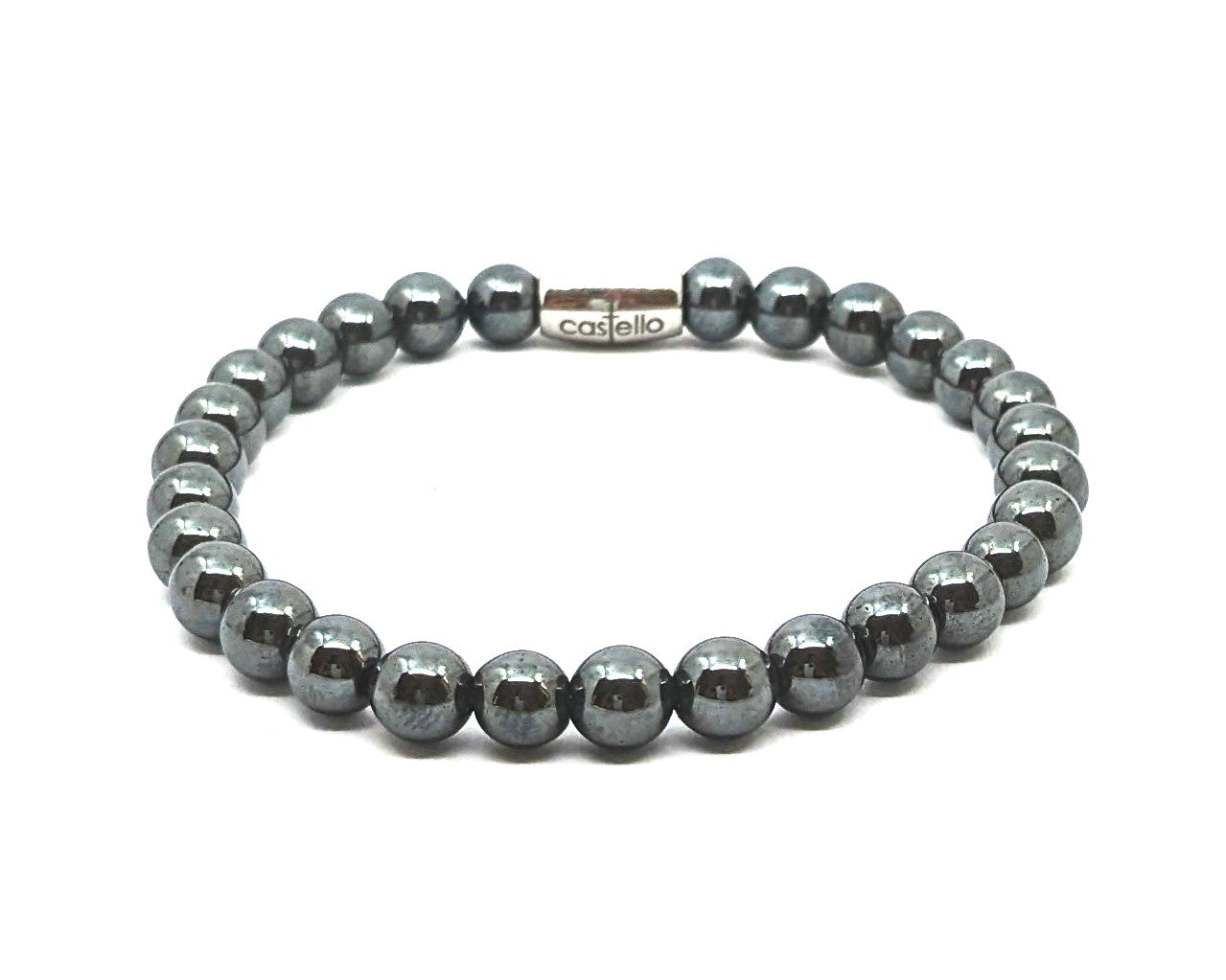 Gemstone Bracelet Hematite stone 6mm — view 2 | Castello Jewels