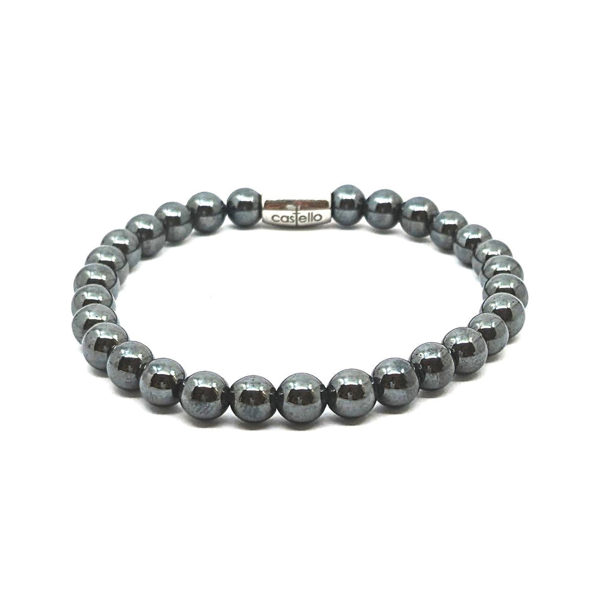 Hematite Bracelet, Water-Resistant, view 2, 6mm | Castello Jewels