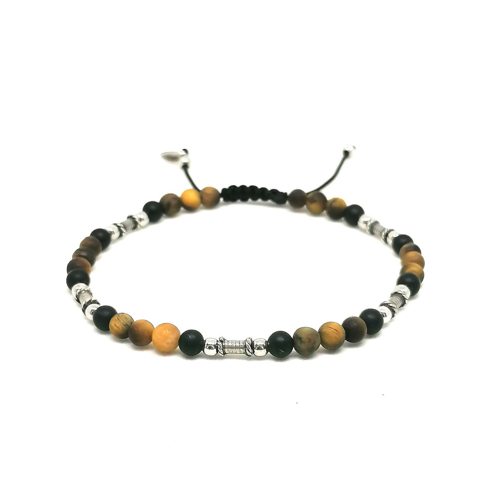 Silver bracelet Earth, Tiger Eye stone 4mm — view 2 | Castello Jewels