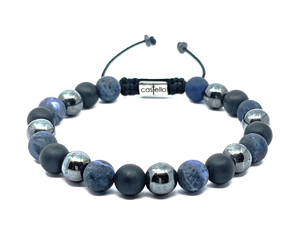 Gemstone Bracelet Sodalite, Onyx, Hematite stone 8mm | Castello Jewels