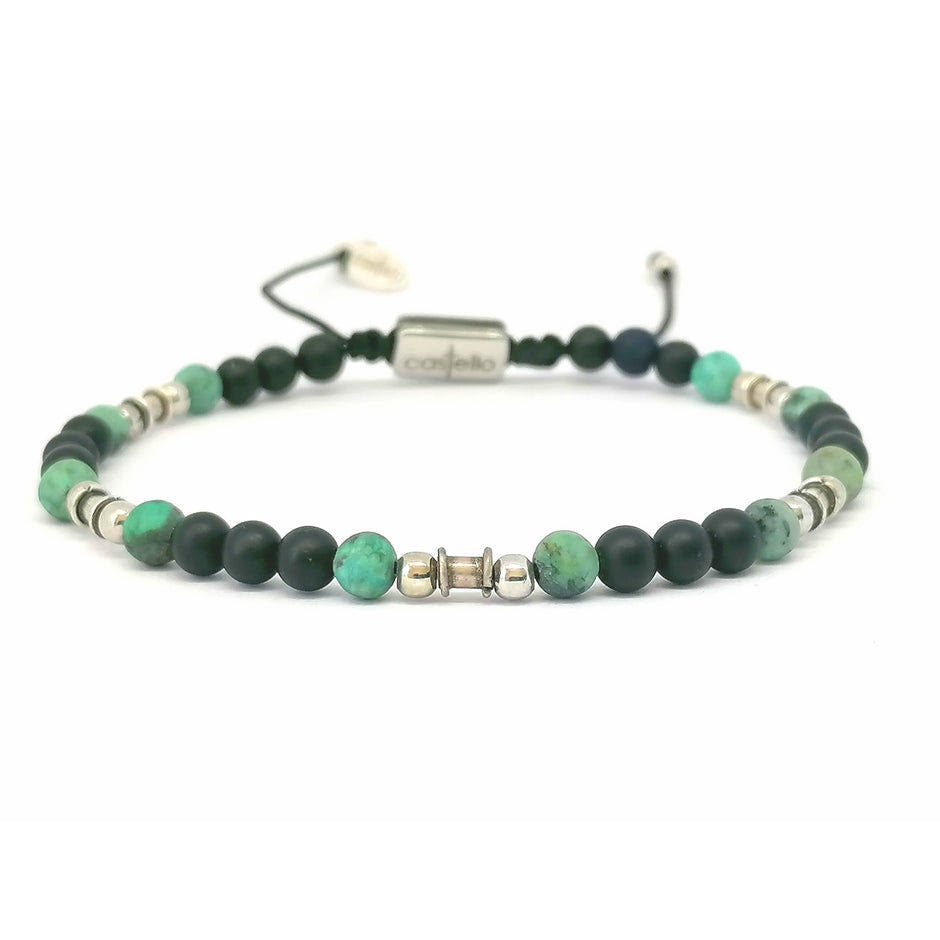 Silver bracelet Earth, Onyx African Turquoise stone 4mm — view 2 | Castello Jewels