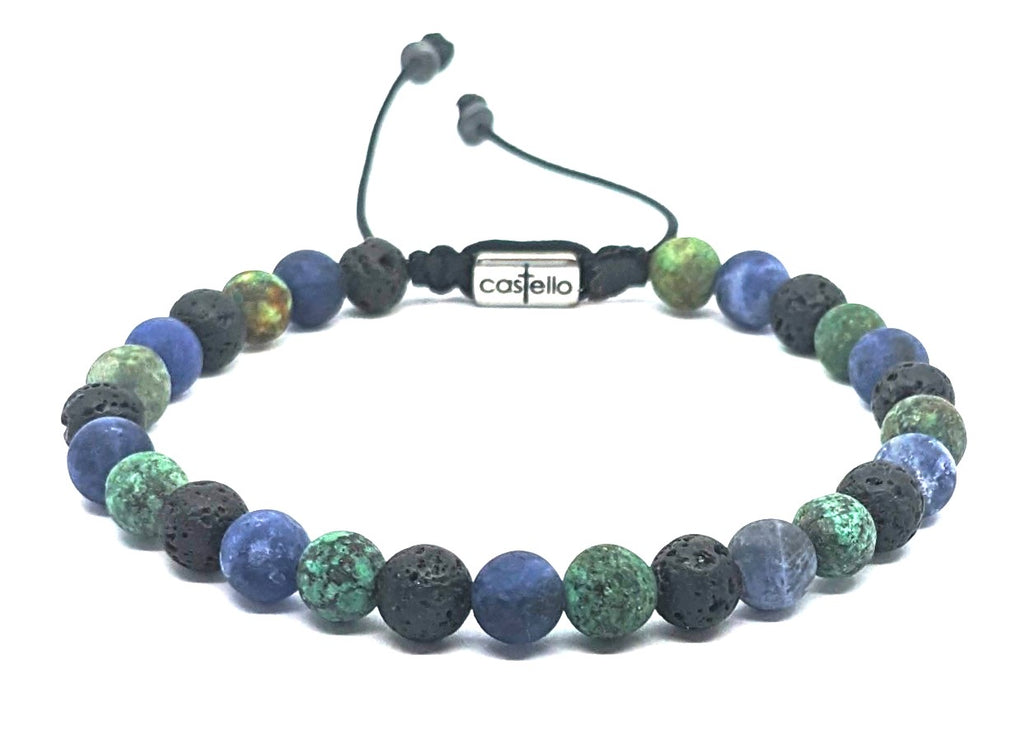 African Turquoise, Lava & Sodalite Boho Bracelet, 6mm | Castello Jewels