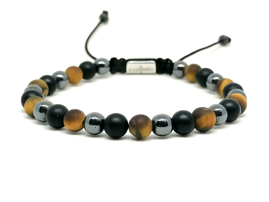 Onyx, Tiger's Eye & Hematite Bracelet, 6mm | Castello Jewels