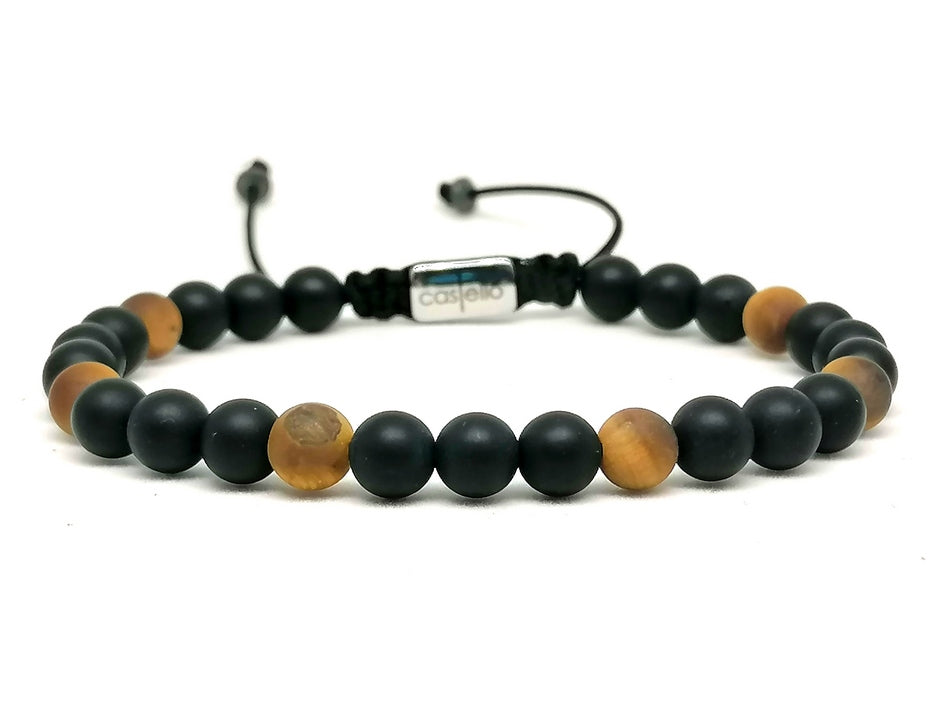 Hand Made Bracelet Onyx Mat, Tiger Eye Mat stone 6mm | Castello Jewels