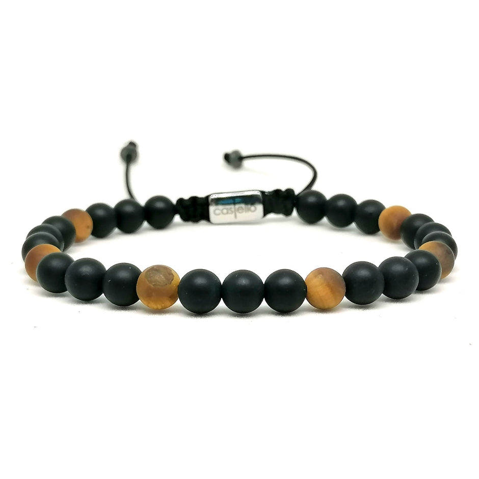 Onyx & Tiger's Eye Bracelet, Matte, 6mm | Castello Jewels
