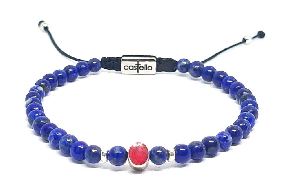 Hand Made Bracelet Silver 925 EARTH Lapis stone 4mm | Castello Jewels