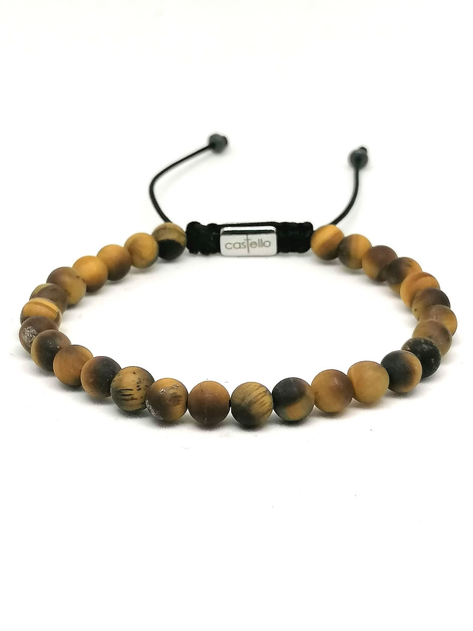 Matte Tiger's Eye Bracelet, view 2, 6mm | Castello Jewels