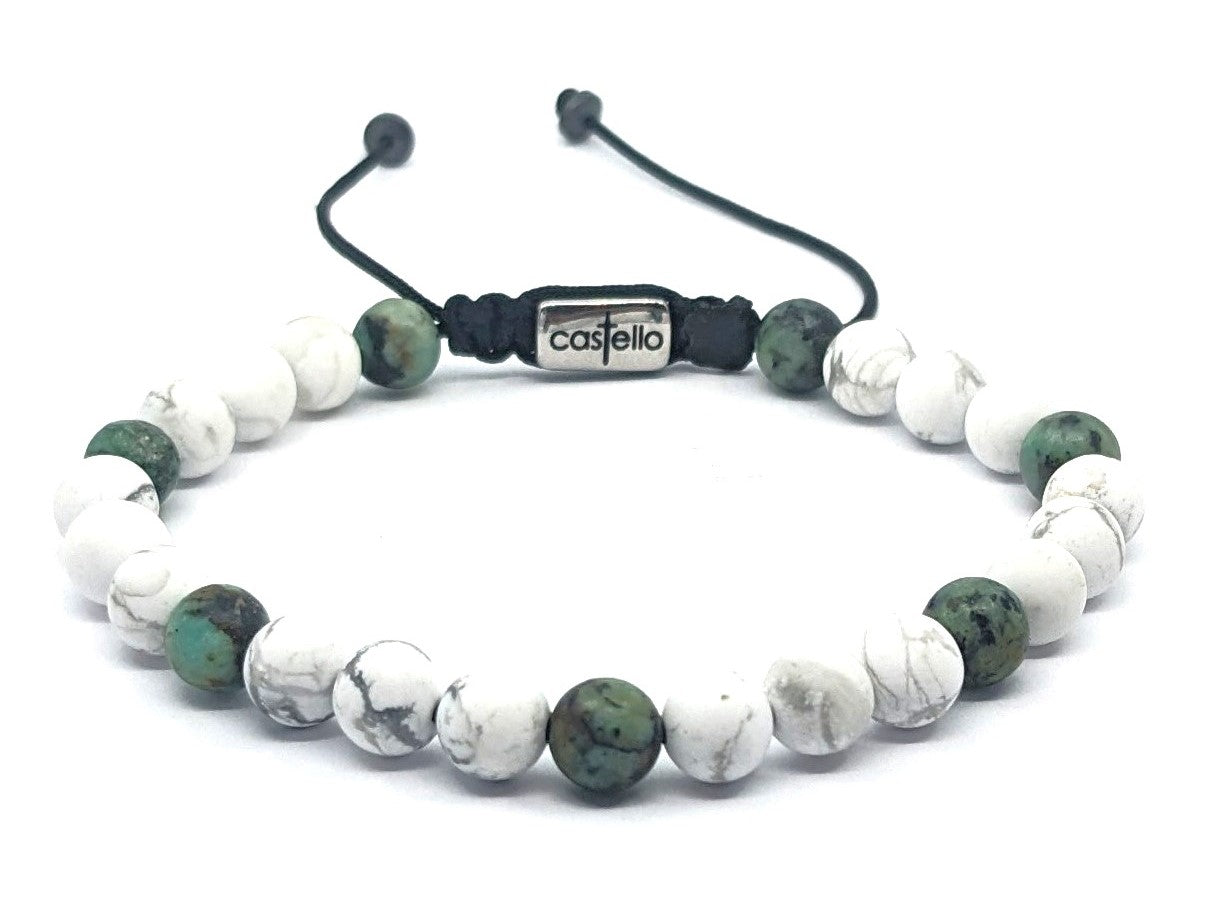 Gemstone Bracelet Howlite-African turquoise. stone 6mm | Castello Jewels