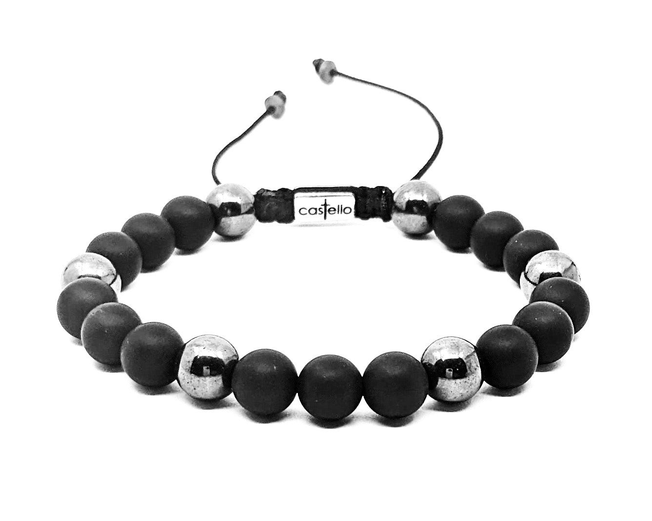 Gemstone Bracelet Onyx Mat, Hematite stone 8mm | Castello Jewels