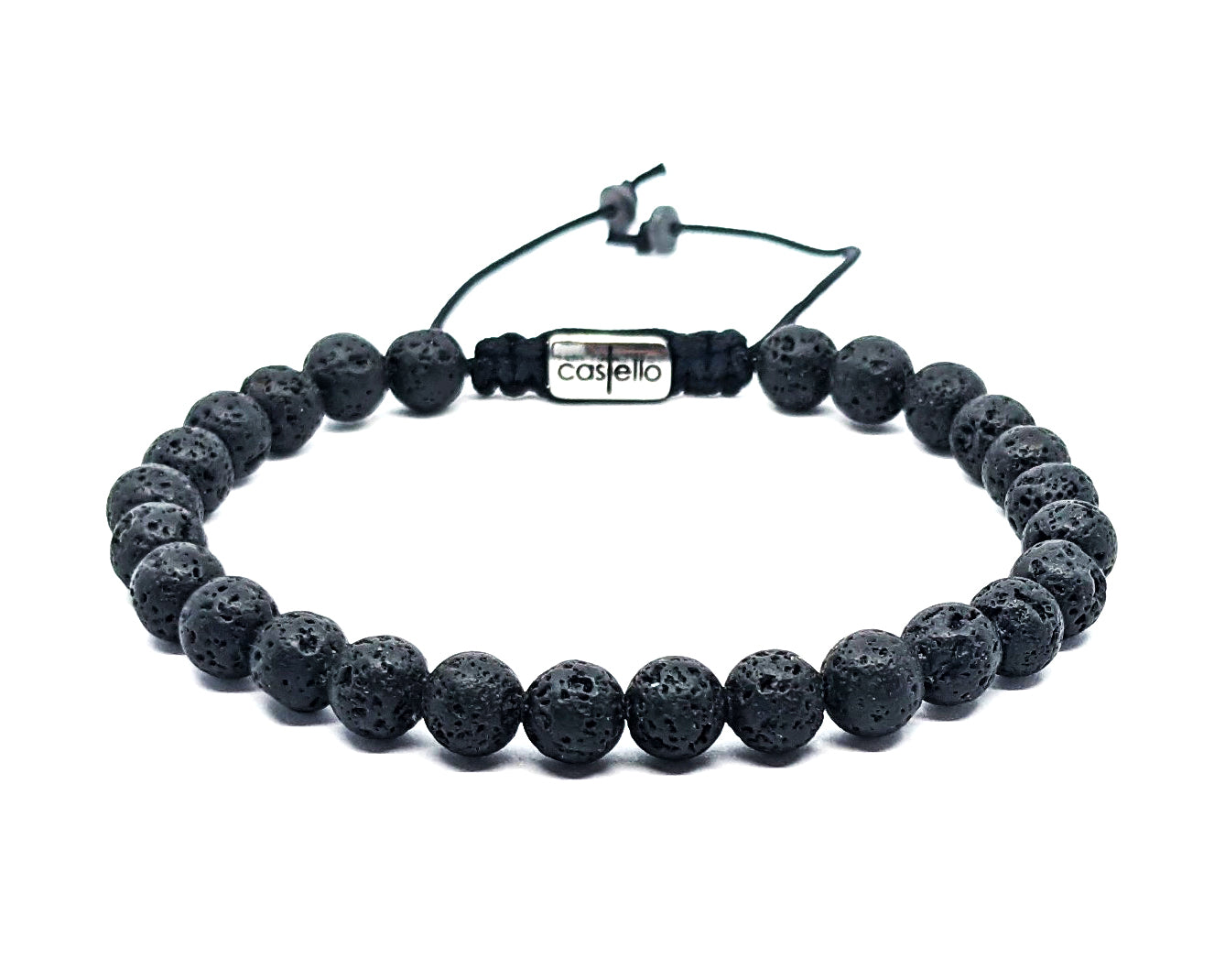 Hand Made Bracelet Lava stone 6mm | Castello Jewels