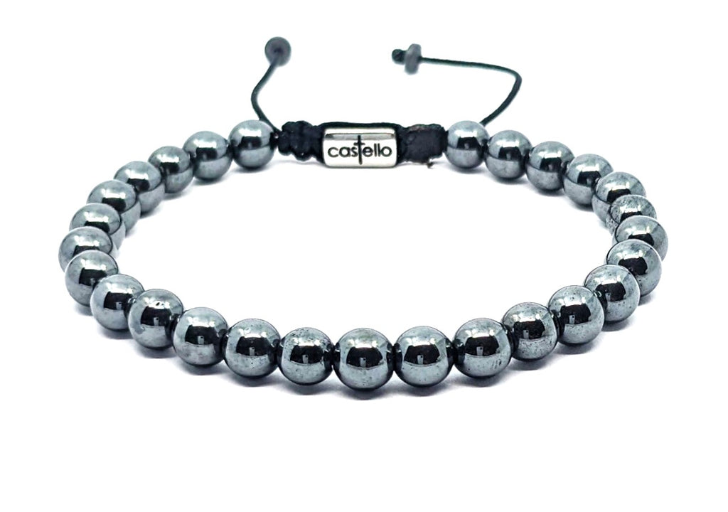 Gemstone Bracelet Hematite stone 6mm | Castello Jewels