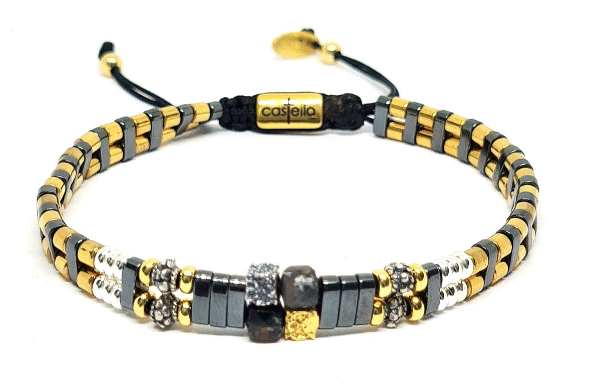 Hematite Ancient Bracelet, Gold-Plated, 4x7mm | Castello Jewels