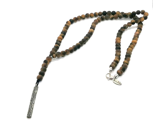 925 silver Beaded Rosario, Tiger's Eye stone of 6mm | Castello Jewels