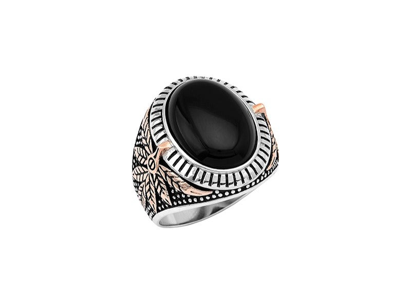 Mens 925 silver ring with Onyx stone | Castello Jewels