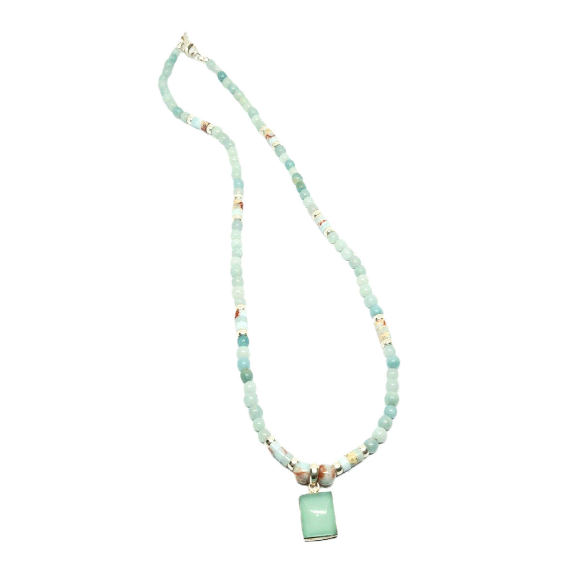 Amazonite & Aquamarine Pendant Necklace, 4mm | Castello Jewels