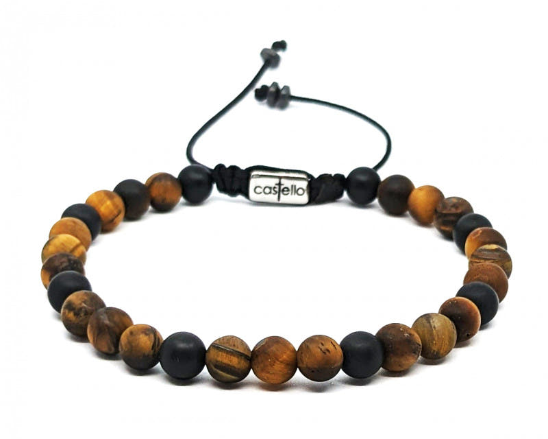 Tiger's Eye & Onyx Unisex Bracelet, 6mm | Castello Jewels