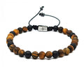 Hand Made Bracelet Tiger's Eye Mat Onyx Mat, stone 6mm | Castello Jewels