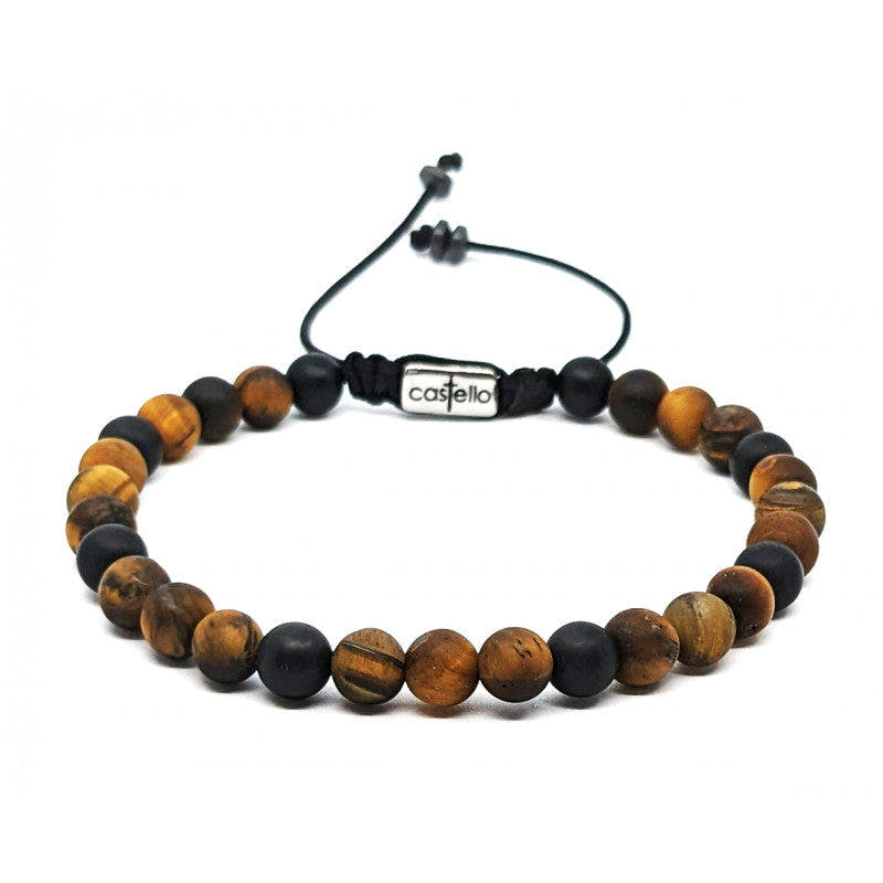 Tiger's Eye & Onyx Unisex Bracelet, 6mm | Castello Jewels