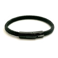 Black Braided Leather Men's Bracelet, 6mm | Castello Jewels