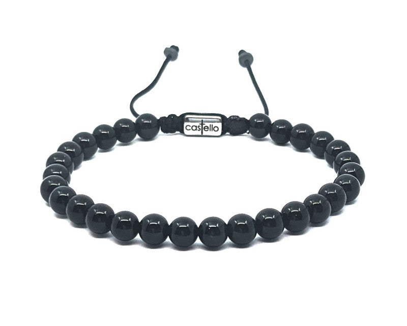 Hand Made Bracelet, Onyx Polish stone 4mm | Castello Jewels