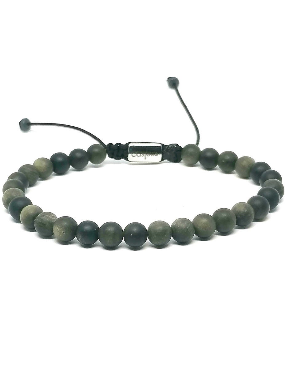 Gemstone Bracelet Obsidian stone 6mm — view 2 | Castello Jewels
