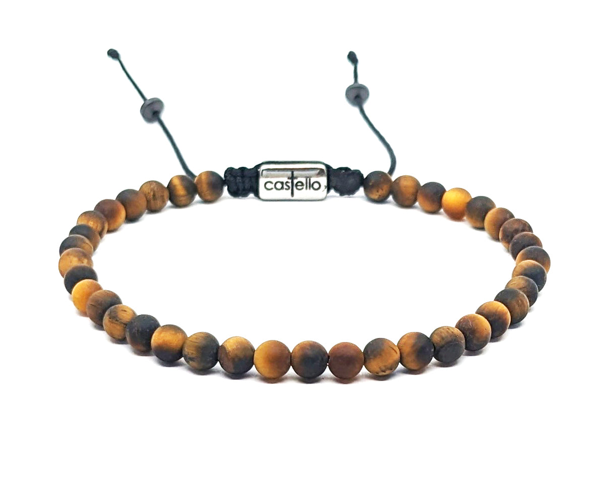 Hand Made Bracelet, Tiger's Eye stone 4mm | Castello Jewels