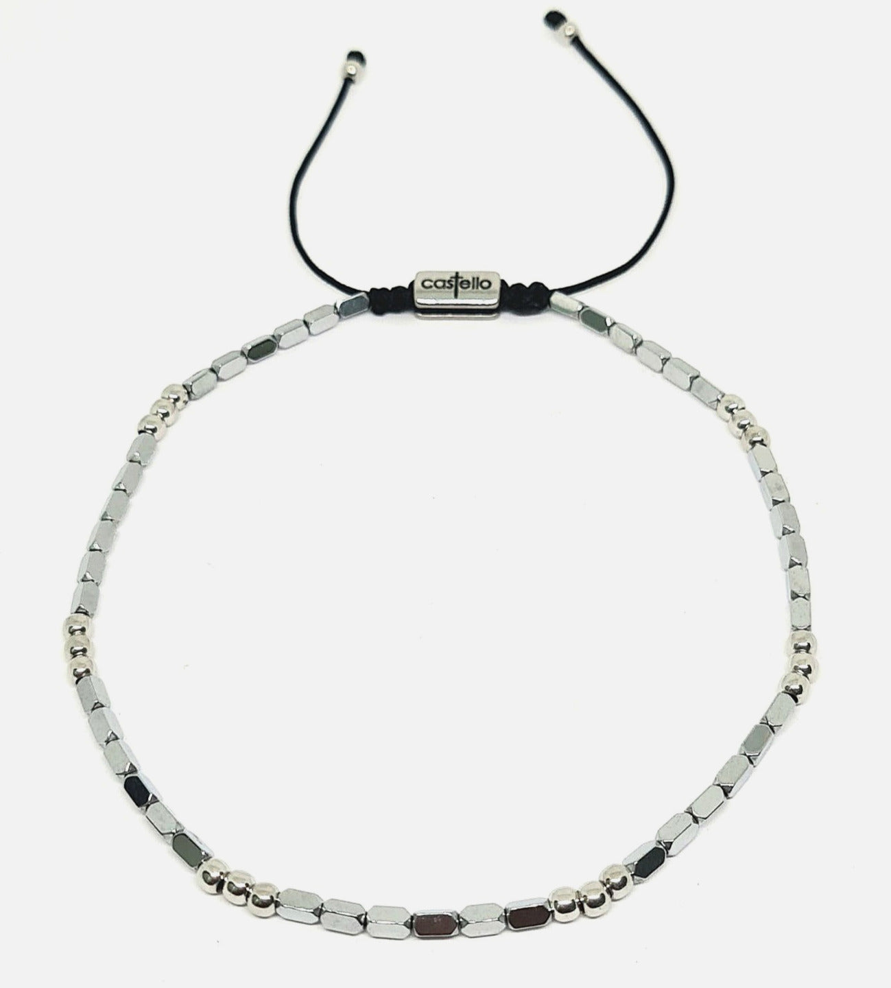 Hand Made Anklets Silver 925, Hematite stone 4mm | Castello Jewels