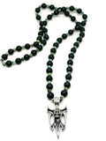 Necklace Gothic Skull, Stainless Steel, Onyx stone | Castello Jewels
