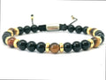 Silver 925 Gold Plated Bracelet Classic, Onyx Polish 6mm stone | Castello Jewels