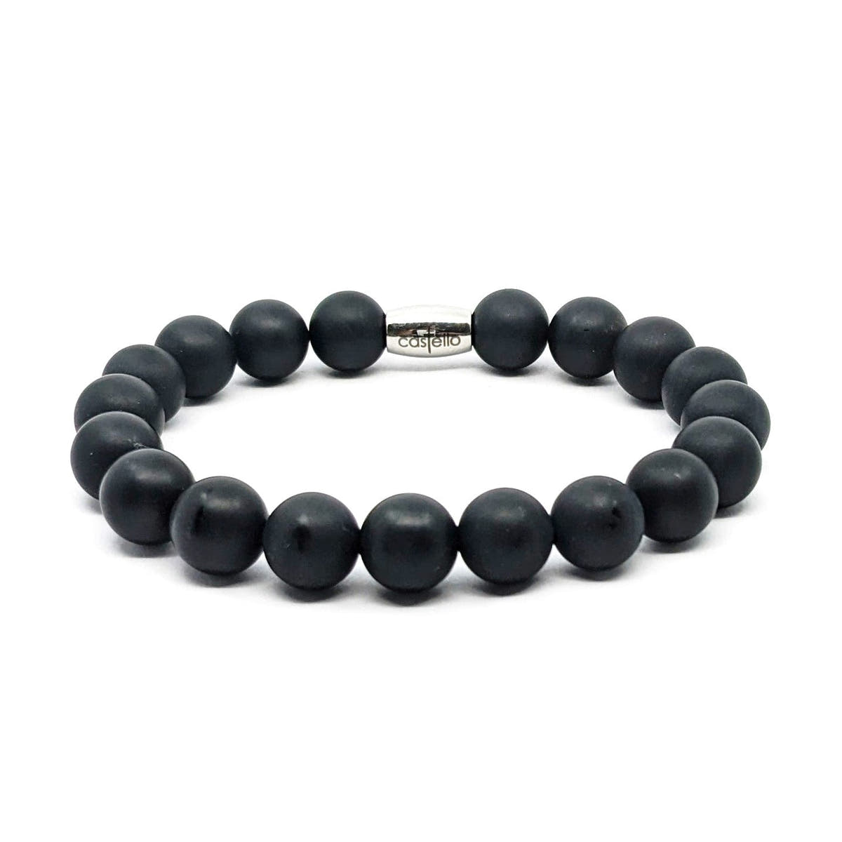 Matte Onyx Unisex Bracelet, 10mm, view 4 | Castello Jewels