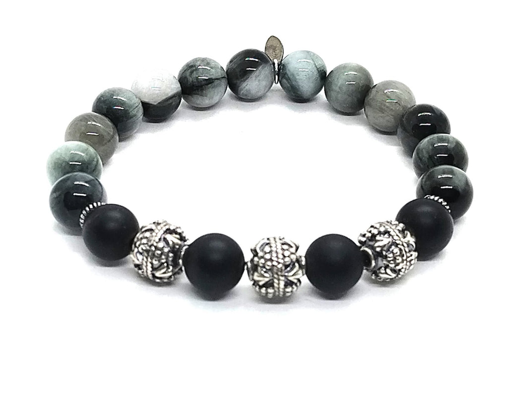 Silver Bracelet MyKing Eagle's Eye, stone of 10mm | Castello Jewels