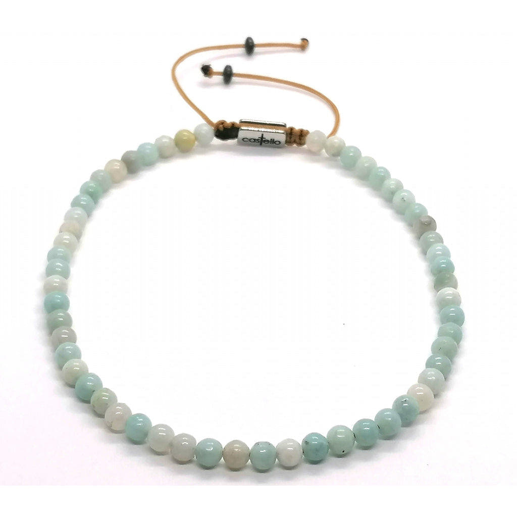Polished Amazonite Beaded Anklet, 4mm | Castello Jewels