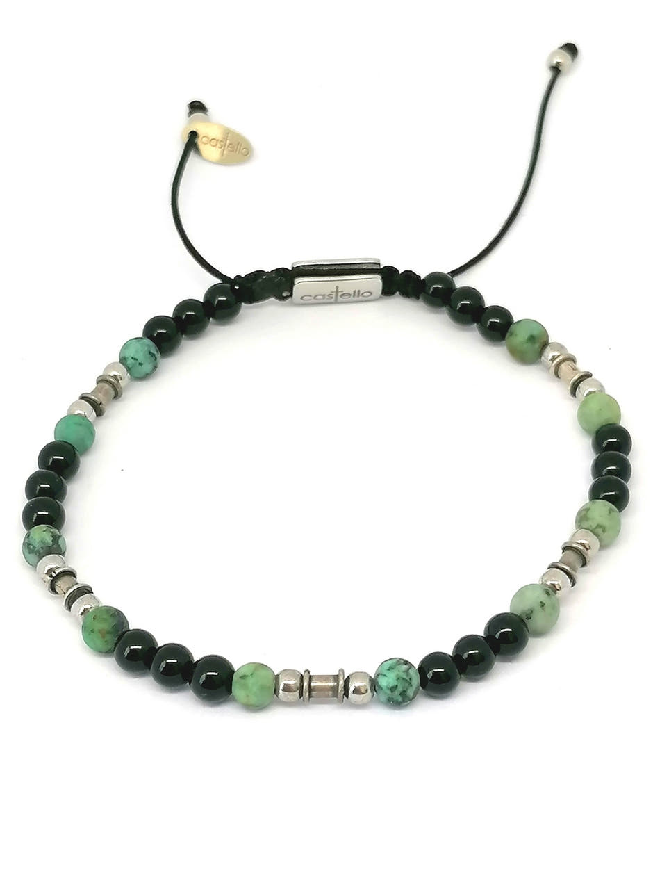 Silver bracelet Earth Onyx Polish, African Turquoise stone 4mm — view 4 | Castello Jewels