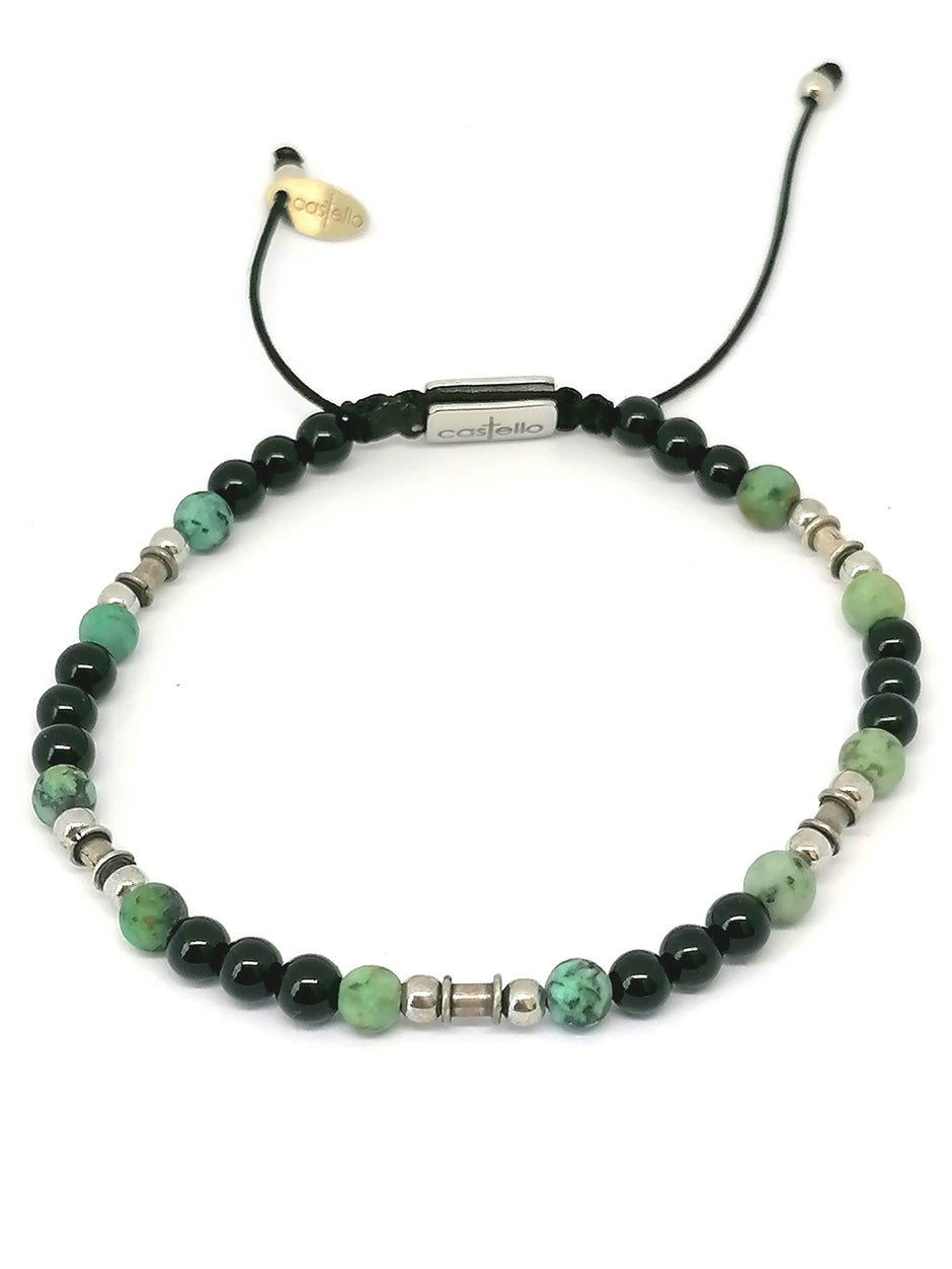 Silver bracelet Earth Onyx Polish, African Turquoise stone 4mm — view 4 | Castello Jewels