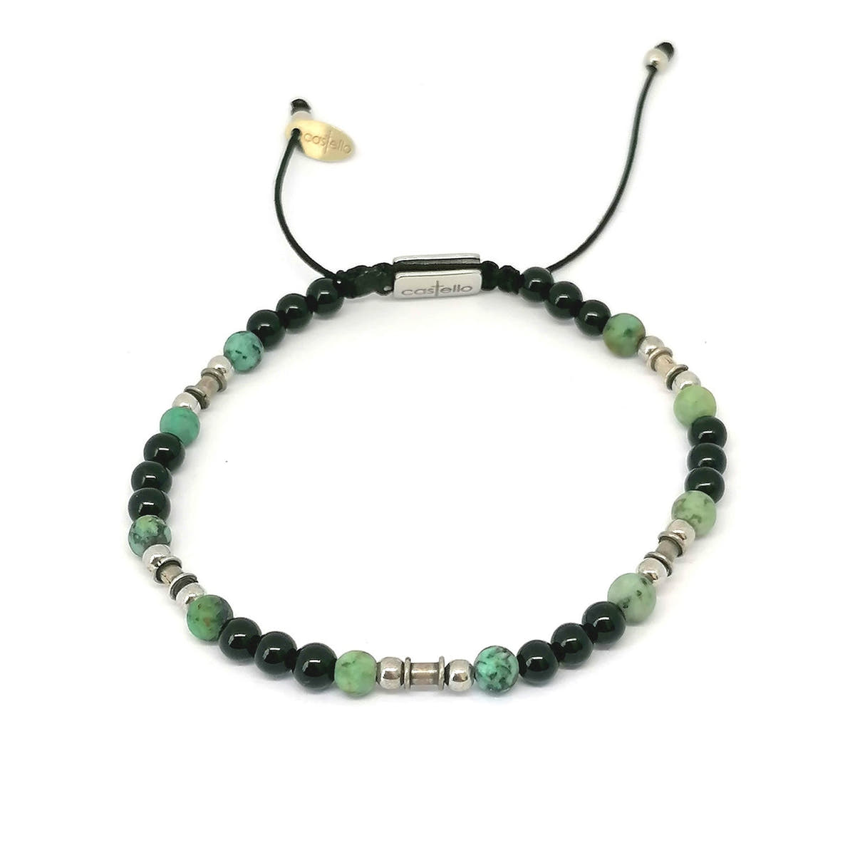 Silver bracelet Earth Onyx Polish, African Turquoise stone 4mm — view 4 | Castello Jewels