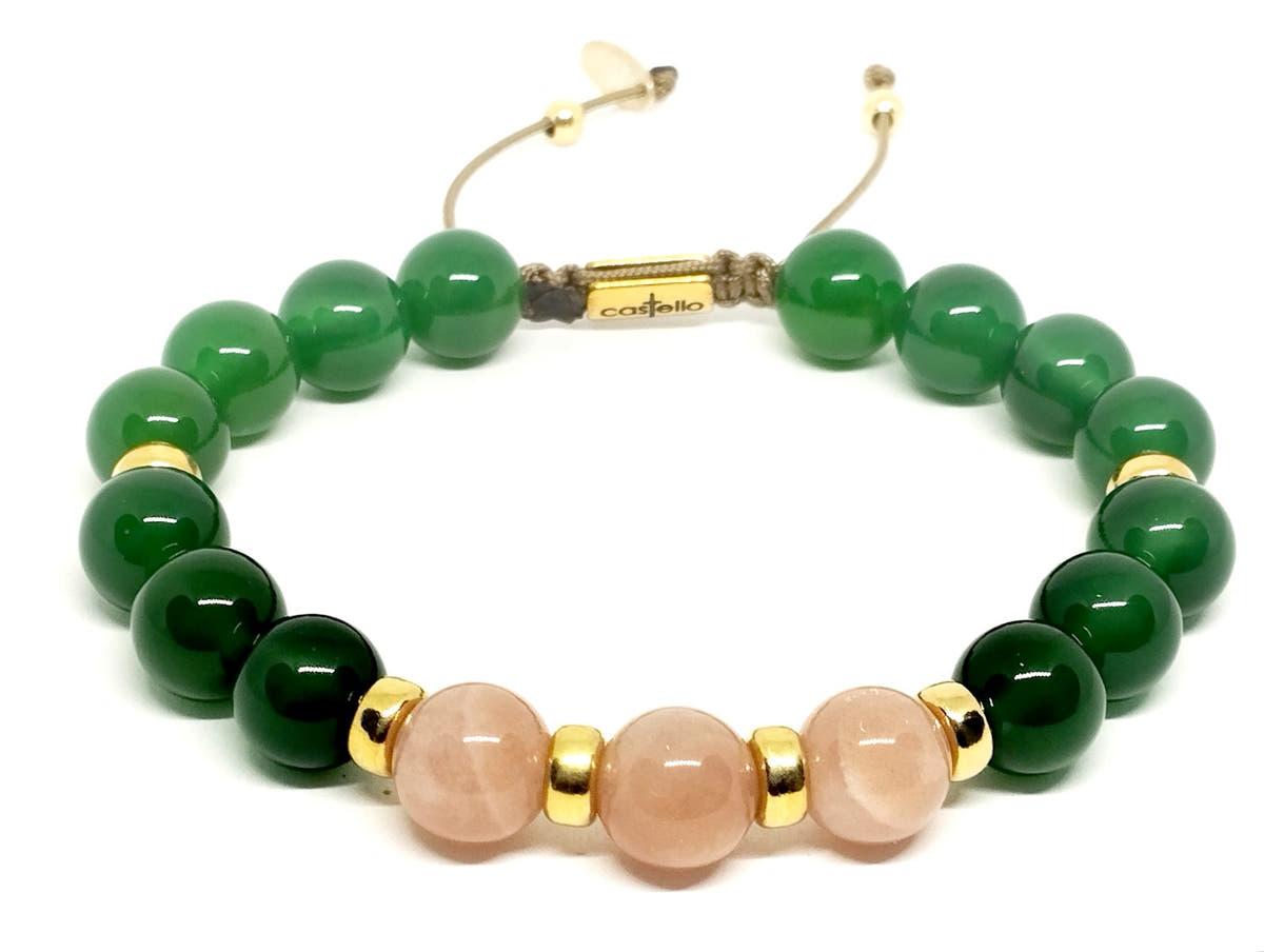 Classic Gold-Plated Green Agate, Timeless Everyday Wear, 8mm | Castello Jewels