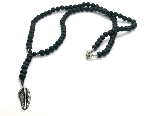 925 silver Beaded Rosario, Lava stone of 6mm | Castello Jewels